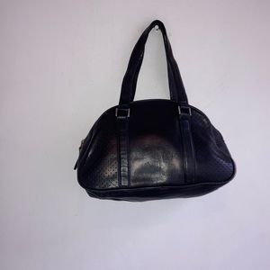 Vintage Black Leather Doctor Satchel Bag Purse Y2K